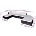vidaXL 6-teiliges Balkon-Lounge-Set mit Kissen Polyrattan Schwarz