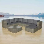vidaXL 8-teiliges Loungeset für den Außenbereich – graues Polyrattan mit bequemen Kissen, vielseitige Konfiguration – ideal für Garten und Terrasse