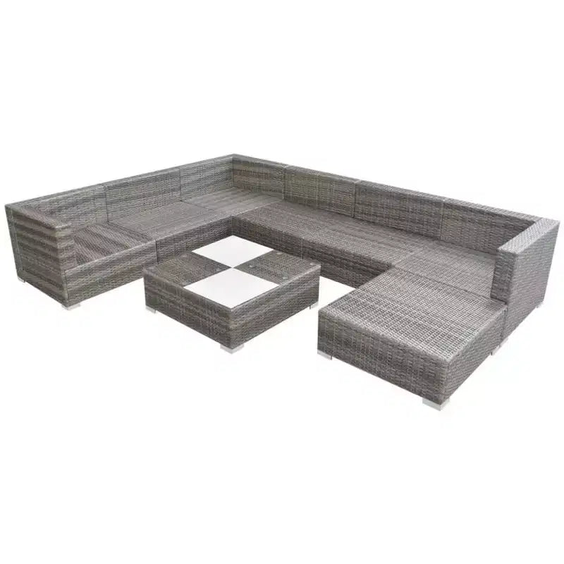 vidaXL 8-teiliges Loungeset für den Außenbereich – graues Polyrattan mit bequemen Kissen, vielseitige Konfiguration – ideal für Garten und Terrasse