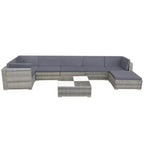 vidaXL 8-teiliges Loungeset für den Außenbereich – graues Polyrattan mit bequemen Kissen, vielseitige Konfiguration – ideal für Garten und Terrasse