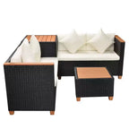 vidaXL 4-teiliges Lounge-Set – Gartenmöbel aus Polyrattan mit Kissen und Aufbewahrungsbox, perfekt für Garten/Terrasse, Schwarz und Cremeweiß