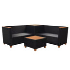 vidaXL 4-teiliges Lounge-Set – Gartenmöbel aus Polyrattan mit Kissen und Aufbewahrungsbox, perfekt für Garten/Terrasse, Schwarz und Cremeweiß