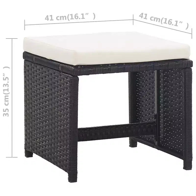 vidaXL Gartenmöbel-Essgruppe – 11-teiliges schwarzes Polyrattan mit Kissen, Glasplatte – stilvoll, langlebig, pflegeleicht, Gartenmöbel für draußen