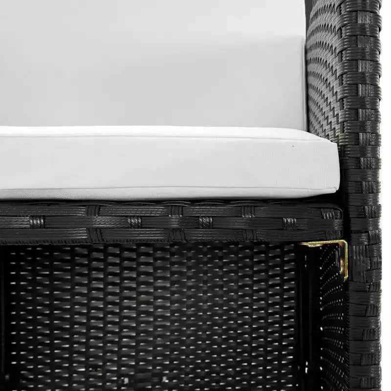 vidaXL Gartenmöbel-Essgruppe – 11-teiliges schwarzes Polyrattan mit Kissen, Glasplatte – stilvoll, langlebig, pflegeleicht, Gartenmöbel für draußen
