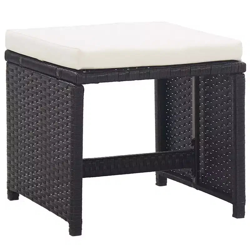 vidaXL Gartenmöbel-Essgruppe – 11-teiliges schwarzes Polyrattan mit Kissen, Glasplatte – stilvoll, langlebig, pflegeleicht, Gartenmöbel für draußen