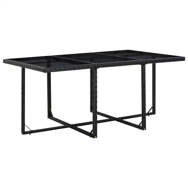 vidaXL Gartenmöbel-Essgruppe – 11-teiliges schwarzes Polyrattan mit Kissen, Glasplatte – stilvoll, langlebig, pflegeleicht, Gartenmöbel für draußen