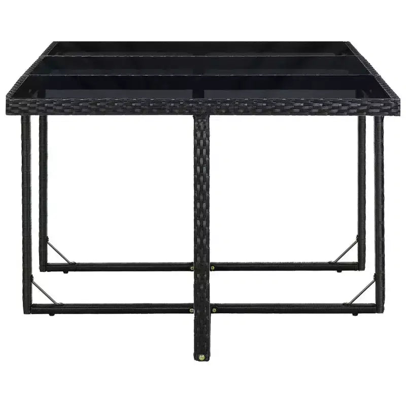 vidaXL Gartenmöbel-Essgruppe – 11-teiliges schwarzes Polyrattan mit Kissen, Glasplatte – stilvoll, langlebig, pflegeleicht, Gartenmöbel für draußen