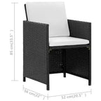 vidaXL Gartenmöbel-Essgruppe – 11-teiliges schwarzes Polyrattan mit Kissen, Glasplatte – stilvoll, langlebig, pflegeleicht, Gartenmöbel für draußen