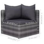 vidaXL Sofagarnitur 5-teilig Grau PE-Rattan, pulverbeschichteter Stahl, Glas