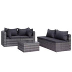 vidaXL Sofagarnitur 5-teilig Grau PE-Rattan, pulverbeschichteter Stahl, Glas