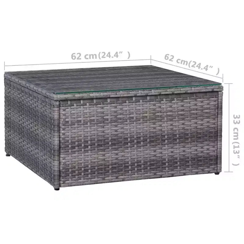 vidaXL Sofagarnitur 5-teilig Grau PE-Rattan, pulverbeschichteter Stahl, Glas