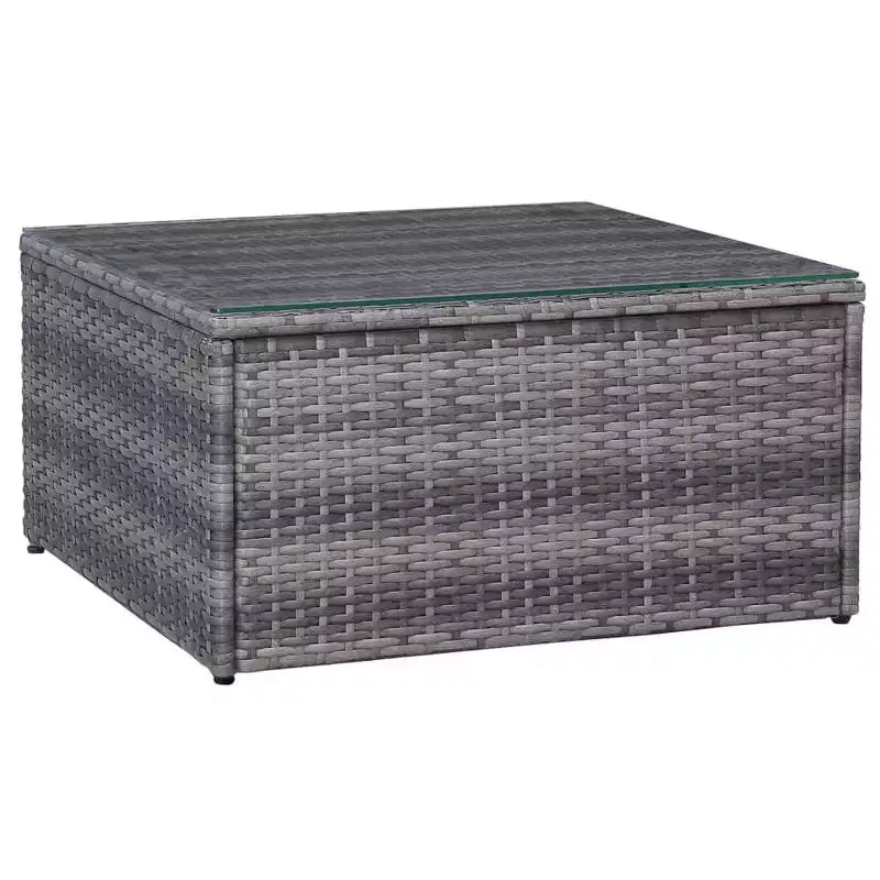 vidaXL Sofagarnitur 5-teilig Grau PE-Rattan, pulverbeschichteter Stahl, Glas