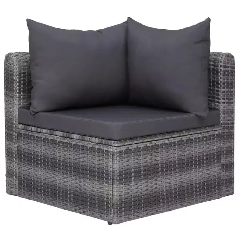 vidaXL Sofagarnitur 5-teilig Grau PE-Rattan, pulverbeschichteter Stahl, Glas