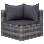 vidaXL Sofagarnitur 5-teilig Grau PE-Rattan, pulverbeschichteter Stahl, Glas