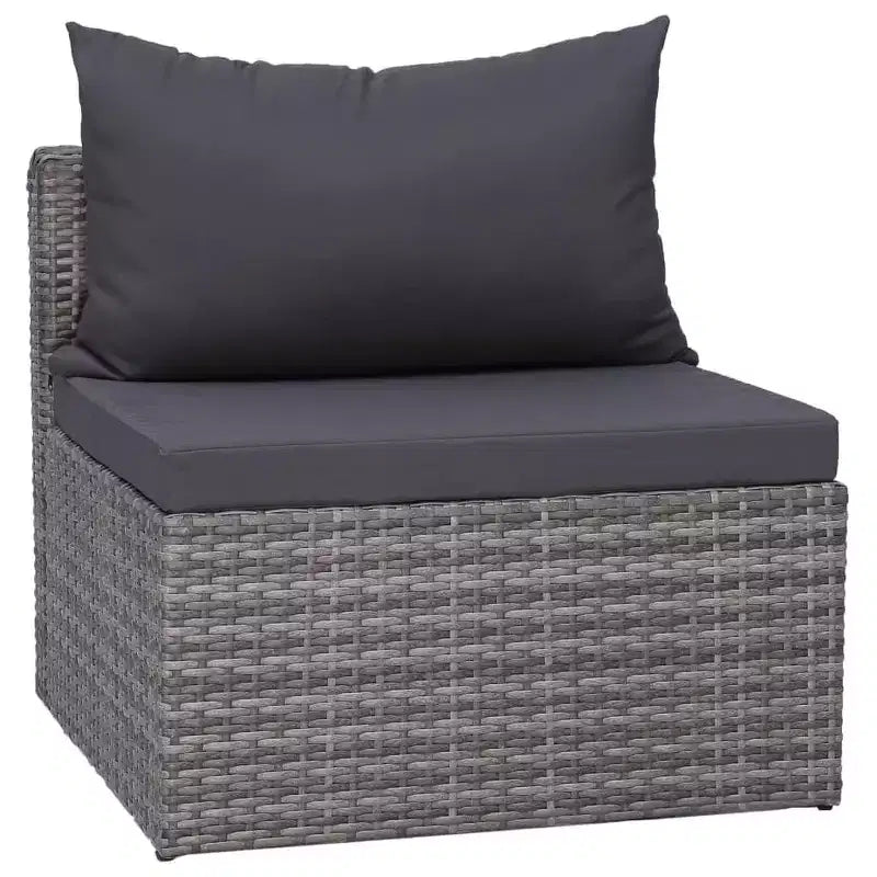 vidaXL Sofagarnitur 5-teilig Grau PE-Rattan, pulverbeschichteter Stahl, Glas