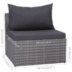 vidaXL Sofagarnitur 5-teilig Grau PE-Rattan, pulverbeschichteter Stahl, Glas
