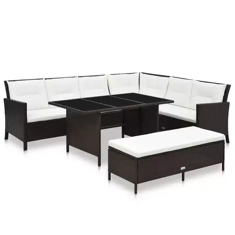 vidaXL Gartenmöbel-Set Braun, Creme-Weiß
