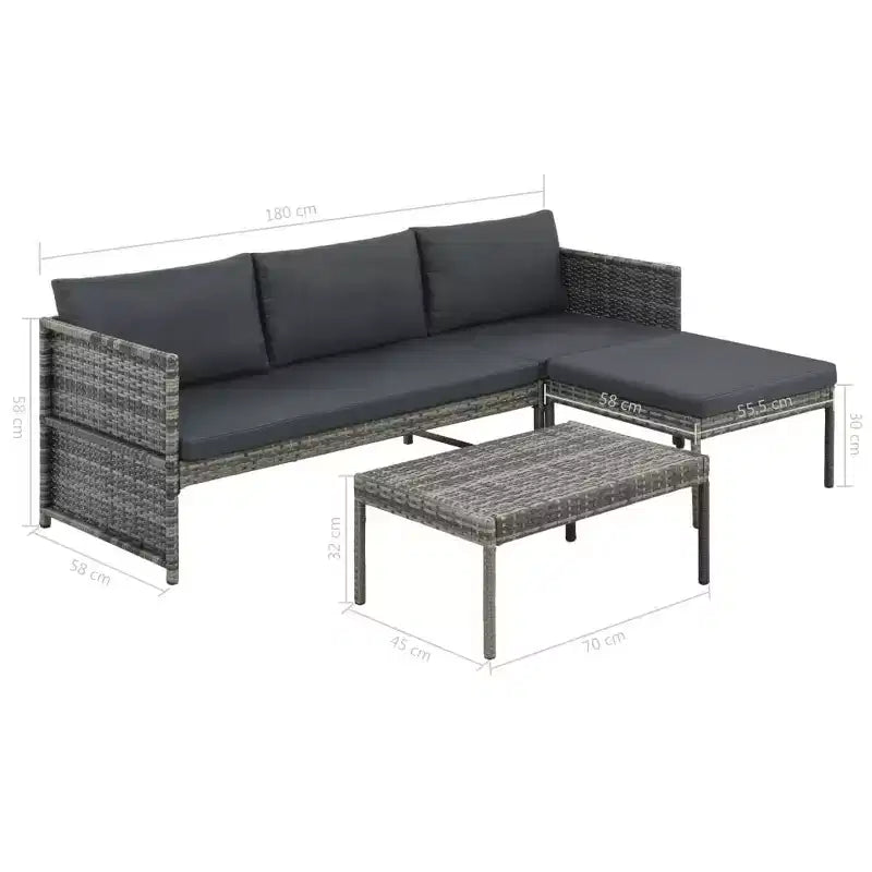 vidaXL Gartensofa Grau, Dunkelgrau