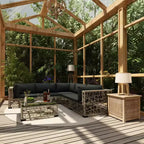 vidaXL Gartensitzgruppe 6-teilig Grau Polyrattan Verstellbare Armlehnen