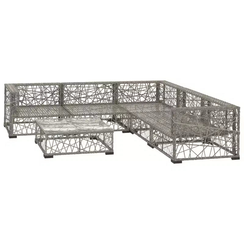 vidaXL Gartensitzgruppe 6-teilig Grau Polyrattan Verstellbare Armlehnen