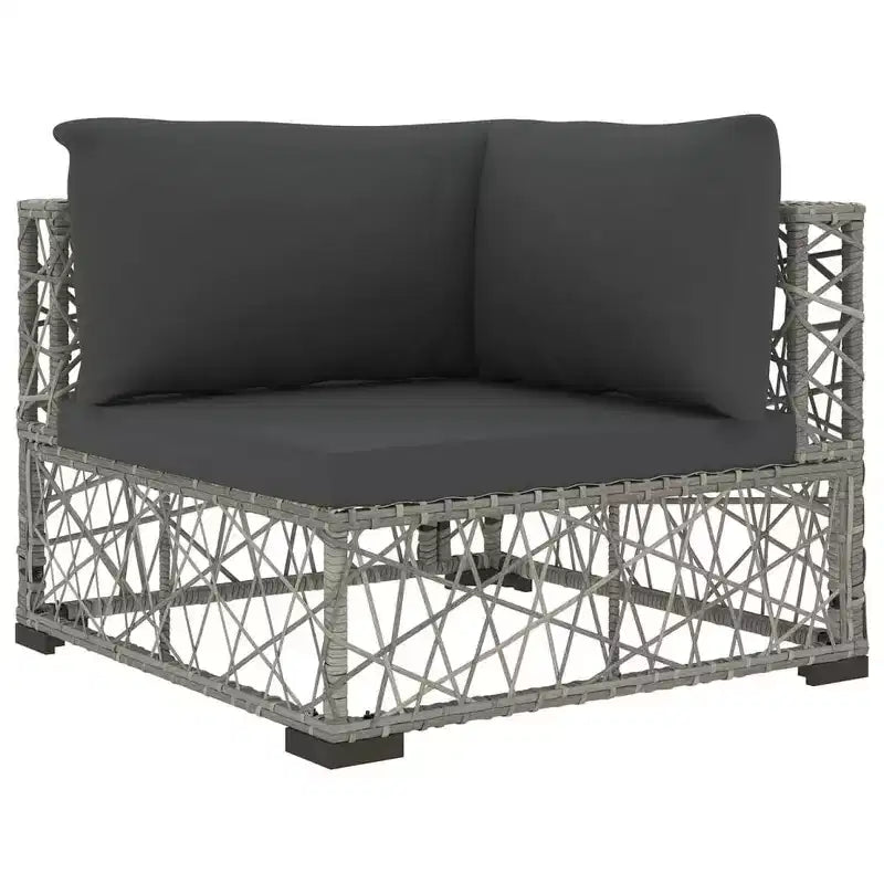 vidaXL Gartensitzgruppe 6-teilig Grau Polyrattan Verstellbare Armlehnen