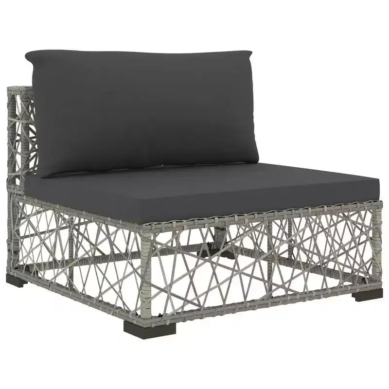 vidaXL Gartensitzgruppe 6-teilig Grau Polyrattan Verstellbare Armlehnen