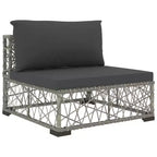 vidaXL Gartensitzgruppe 6-teilig Grau Polyrattan Verstellbare Armlehnen