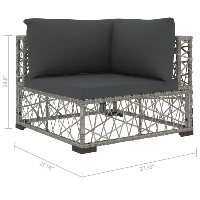 vidaXL Gartensitzgruppe 6-teilig Grau Polyrattan Verstellbare Armlehnen
