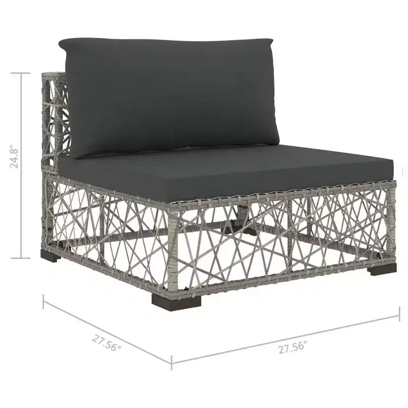 vidaXL Gartensitzgruppe 6-teilig Grau Polyrattan Verstellbare Armlehnen
