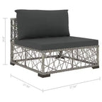 vidaXL Gartensitzgruppe 6-teilig Grau Polyrattan Verstellbare Armlehnen