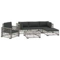 vidaXL 6 Piece Patio Lounge Set with Cushions Poly Rattan Gray