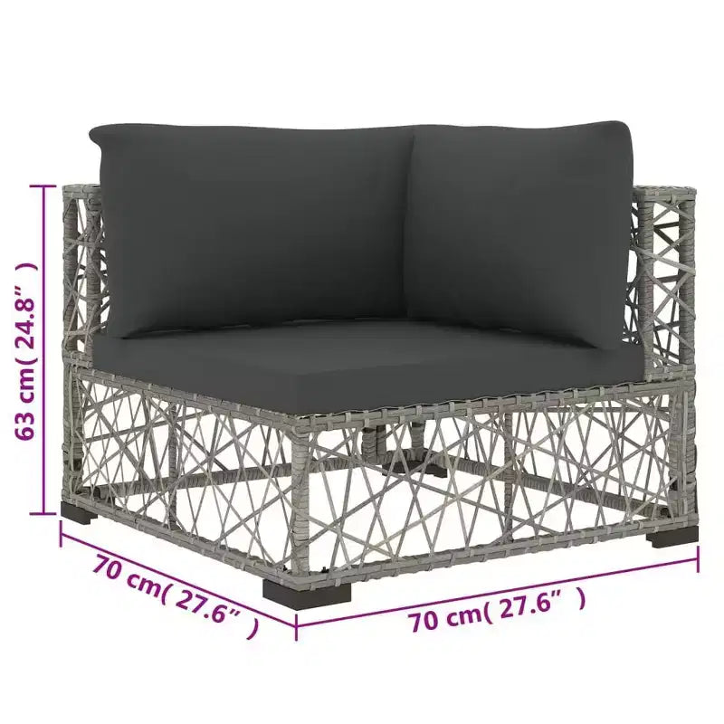 vidaXL 6-teiliges Loungeset mit Kissen Polyrattan Grau