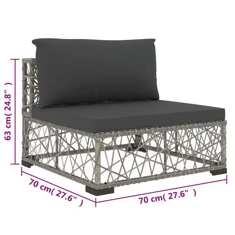 vidaXL 6-teiliges Loungeset mit Kissen Polyrattan Grau