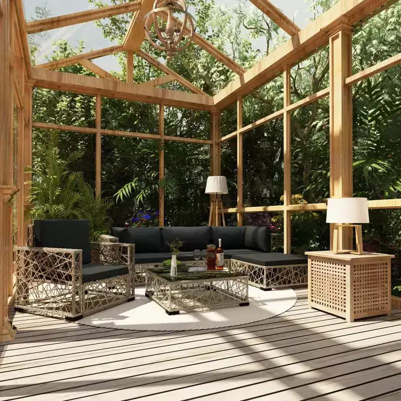 vidaXL 6-teiliges Loungeset mit Kissen Polyrattan Grau