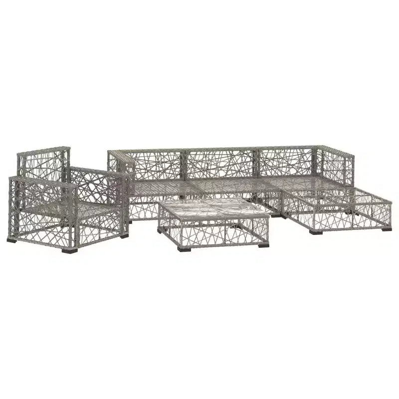 vidaXL 6-teiliges Loungeset mit Kissen Polyrattan Grau