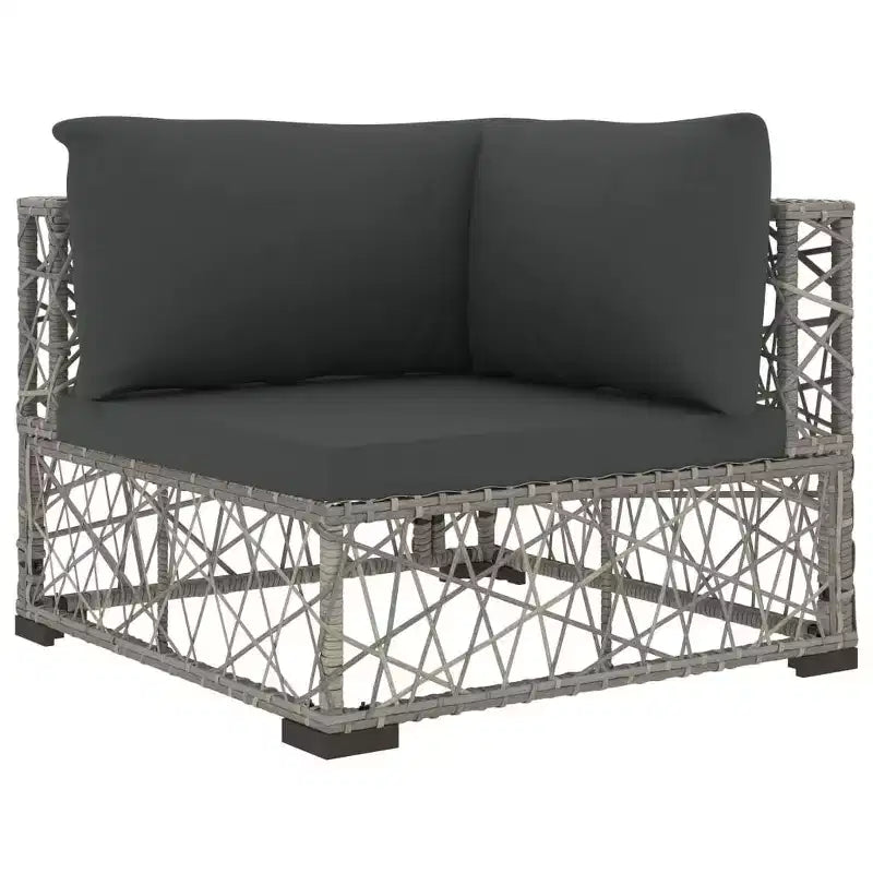 vidaXL 6-teiliges Loungeset mit Kissen Polyrattan Grau