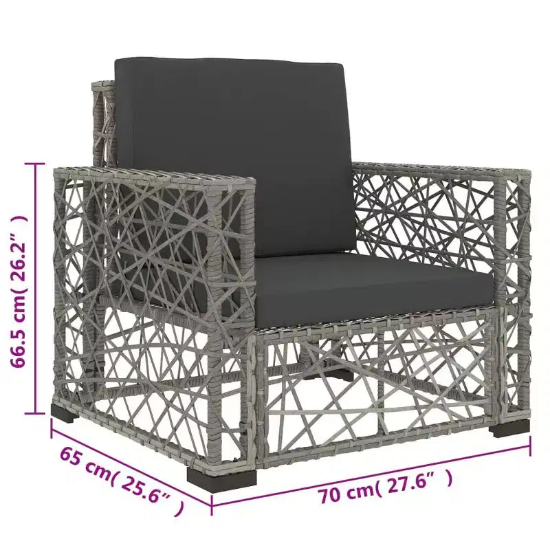 vidaXL 6-teiliges Loungeset mit Kissen Polyrattan Grau