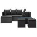 vidaXL Garden Sofa Set Black PE Rattan, Powder-Coated Steel, Glass Large