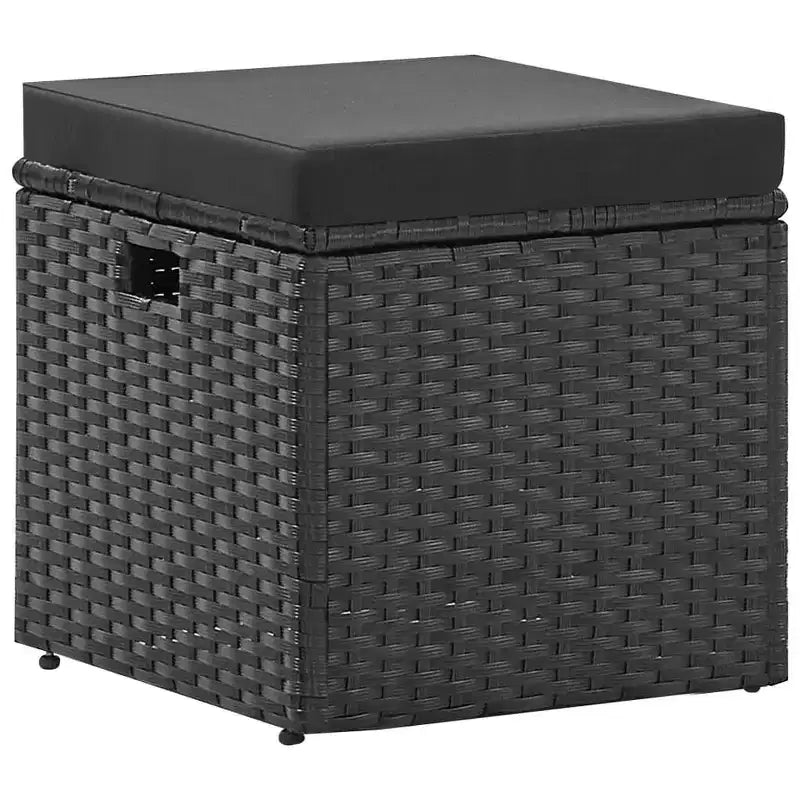 vidaXL Garten-Sofa-Set Schwarz Polyrattan, pulverbeschichteter Stahl, Glas Groß
