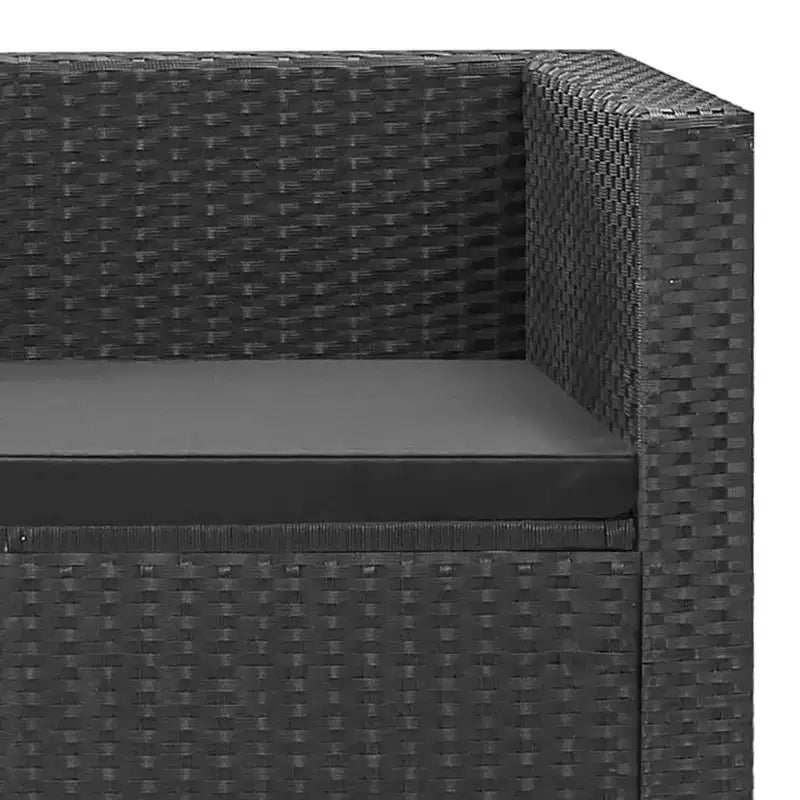 vidaXL Garten-Sofa-Set Schwarz Polyrattan, pulverbeschichteter Stahl, Glas Groß