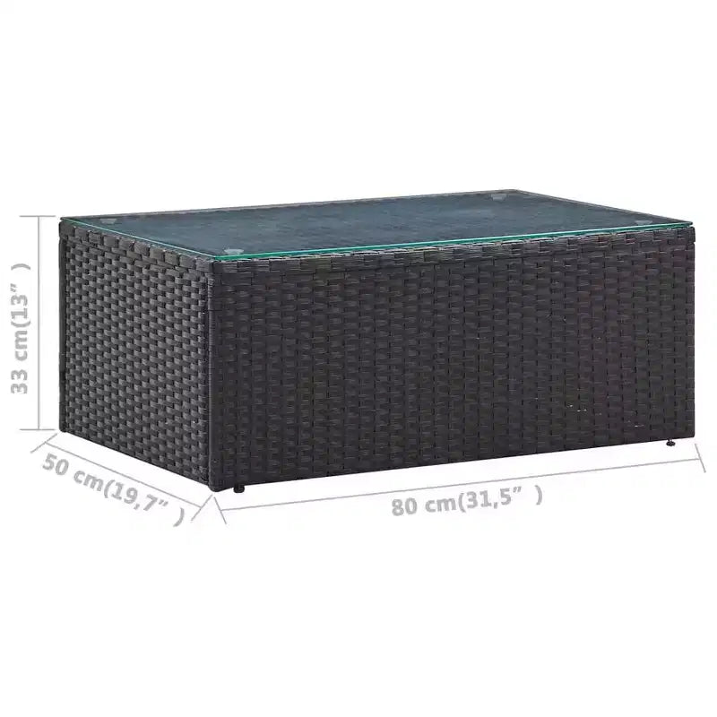 vidaXL Garten-Sofa-Set Schwarz Polyrattan, pulverbeschichteter Stahl, Glas Groß