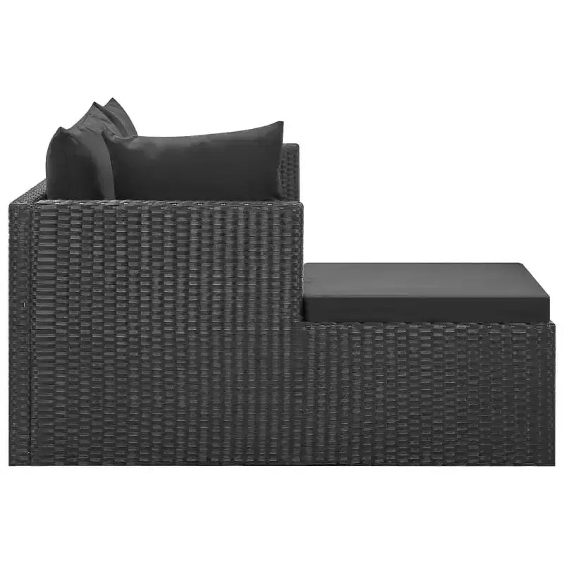 vidaXL Garten-Sofa-Set Schwarz Polyrattan, pulverbeschichteter Stahl, Glas Groß