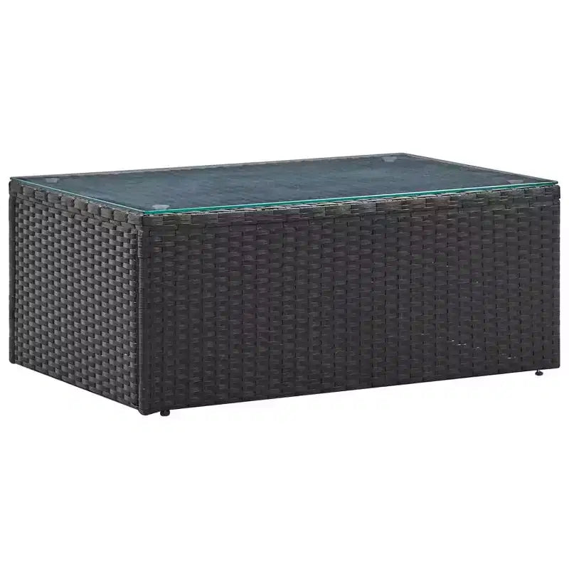 vidaXL Garten-Sofa-Set Schwarz Polyrattan, pulverbeschichteter Stahl, Glas Groß