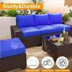 Acekool 6-teiliges Terrassenmöbel-Set, braunes Outdoor-Sofa aus Polyrattan mit Kissen, wetterfestes Rattan-Sitzgruppen-Set & Couchtisch