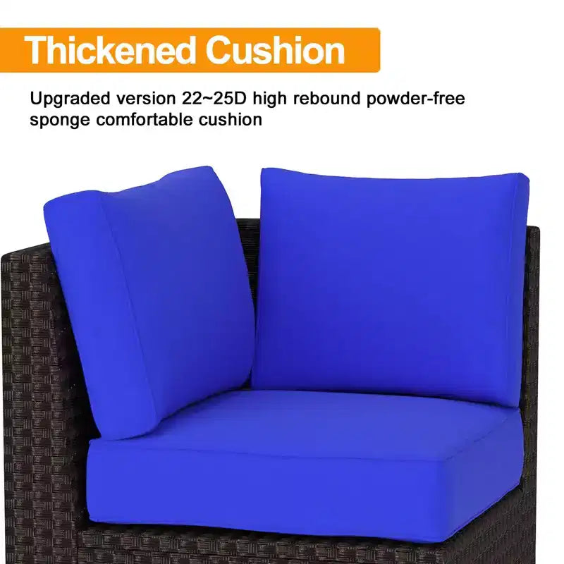 Acekool 6-teiliges Terrassenmöbel-Set, braunes Outdoor-Sofa aus Polyrattan mit Kissen, wetterfestes Rattan-Sitzgruppen-Set & Couchtisch