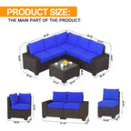 Acekool 6-teiliges Terrassenmöbel-Set, braunes Outdoor-Sofa aus Polyrattan mit Kissen, wetterfestes Rattan-Sitzgruppen-Set & Couchtisch