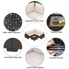 Acekool 6-teiliges Terrassenmöbel-Set, braunes Outdoor-Sofa aus Polyrattan mit Kissen, wetterfestes Rattan-Sitzgruppen-Set & Couchtisch