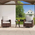 Acekool 3 Piece Patio Wicker Swivel Rocker Chair Set with Rattan Side Table & Soft Cushions, Outdoor Swivel Rocking Chairs for Deck Porch Pool