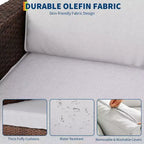 Acekool 3-teiliges Terrassenmöbel-Set aus Korbsessel, drehbar, mit Rattanseiten-Tisch und weichen Kissen, Outdoor-Drehsessel für Deck, Veranda, Pool