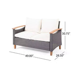 Christopher Knight Home Velthur Outdoor Rattan- und Akazienholz 4-Sitzer Lounge-Set